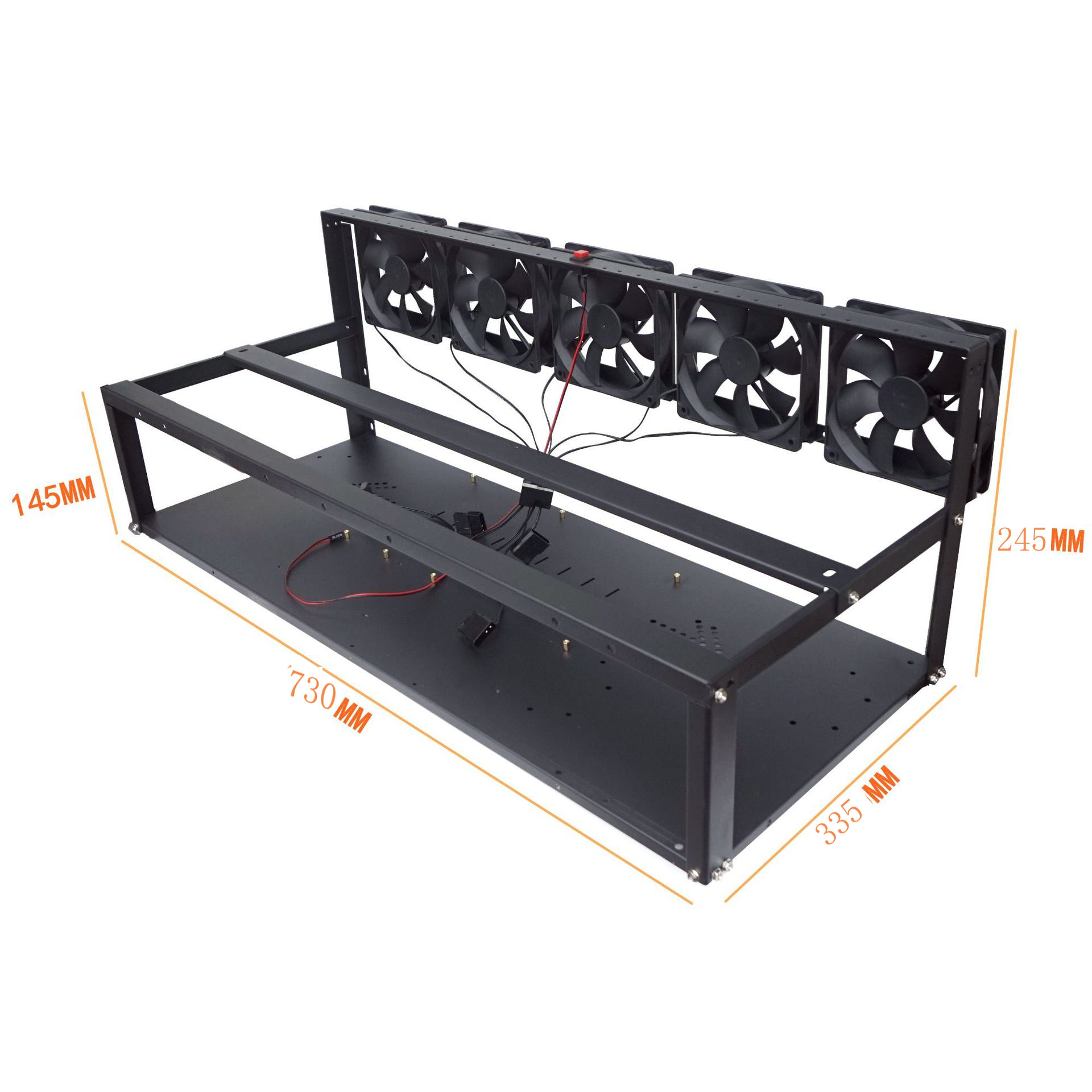 Mining Rig Base for 12 GPUs Including 5x HAF Fans